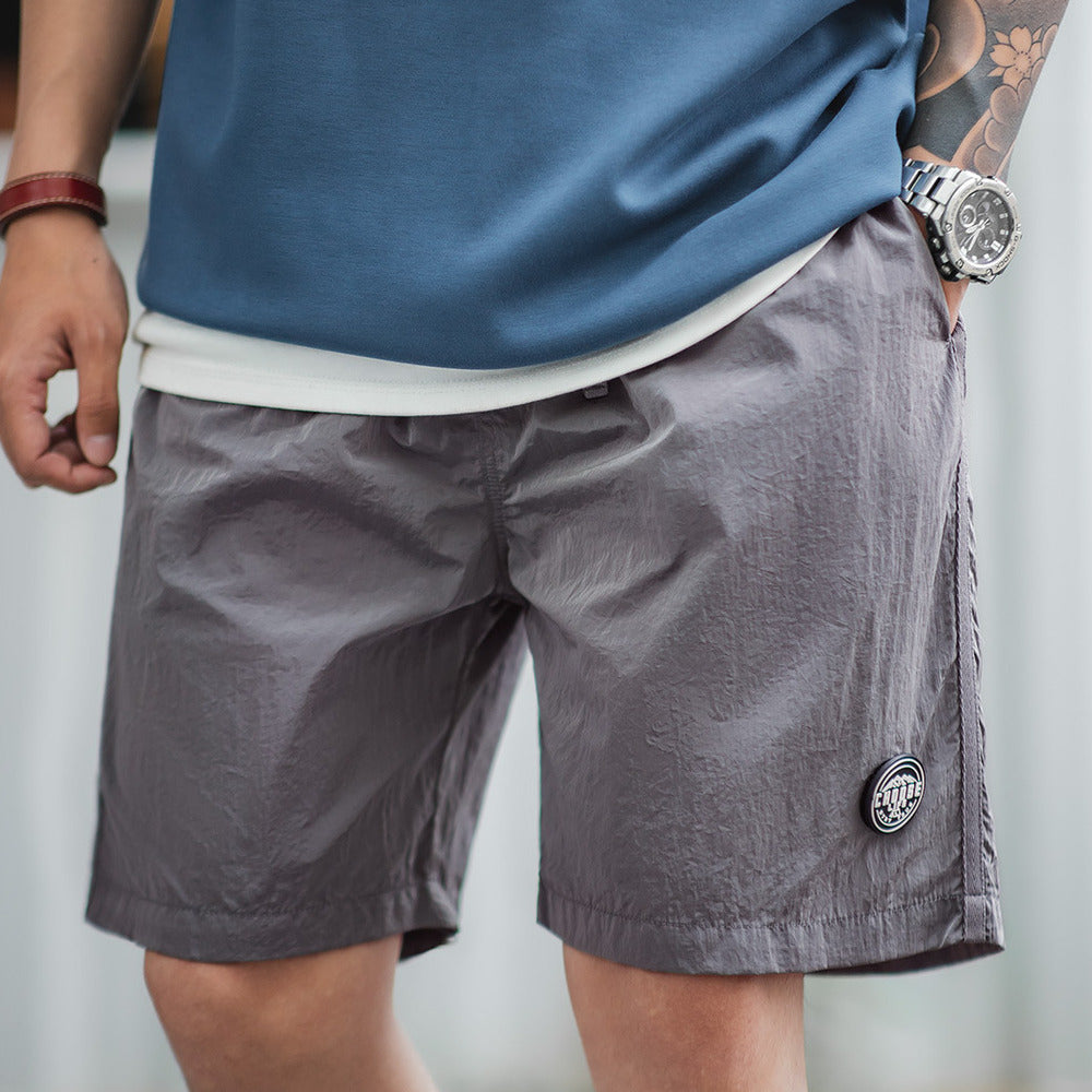 山系戶外輕薄尼龍短褲速幹機能褶皺肌理感五分中褲