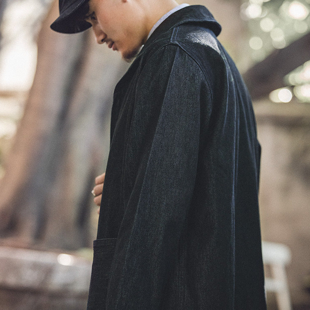 美式休閑水洗丹寧夾克阿美咔叽vintage藍色牛仔外套