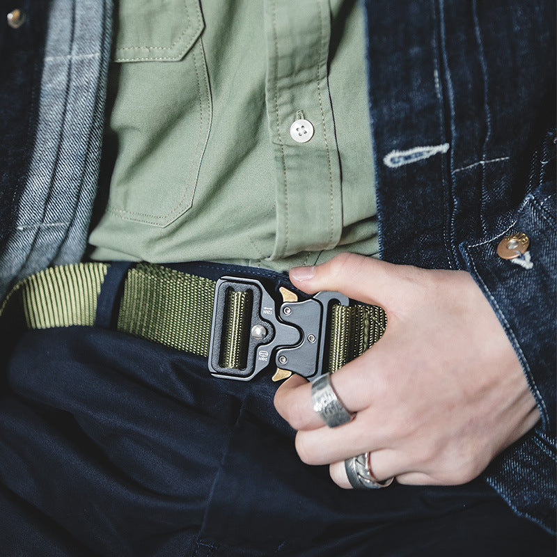 復古戰術自動腰帶眼鏡蛇機能帆布特種戶外執政褲腰帶
