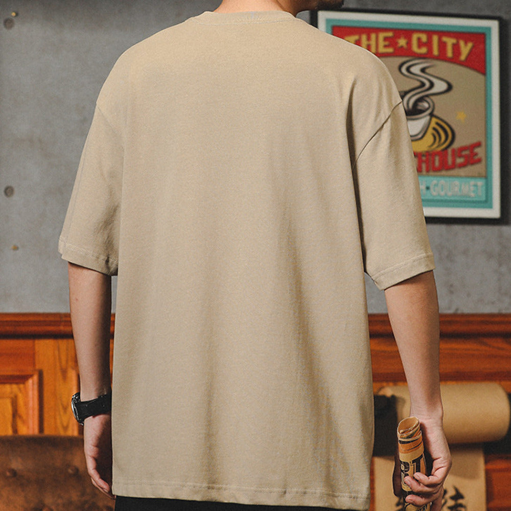 美式復古短袖t恤夏季新款純棉印花潮牌寬松大碼t恤