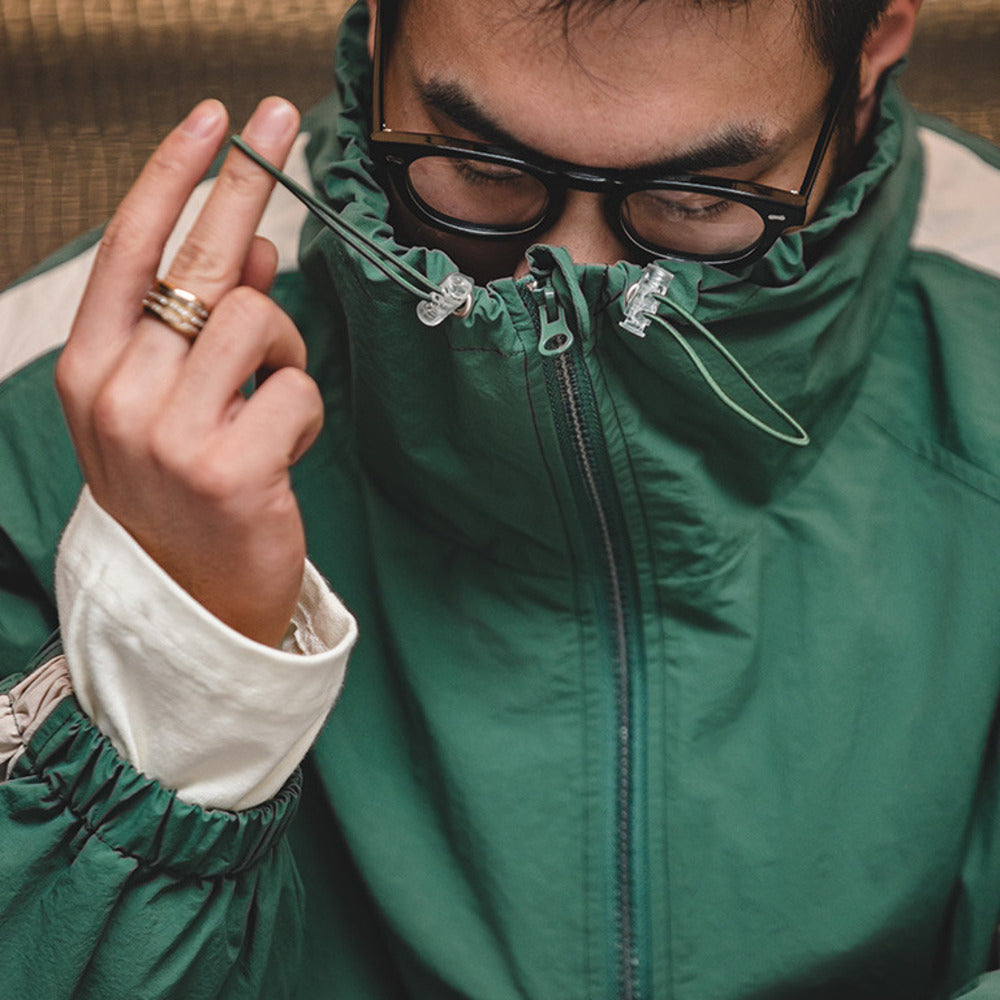 美式復古寬松可拆卸雙拉鏈夾克春秋短款拼色字母外套