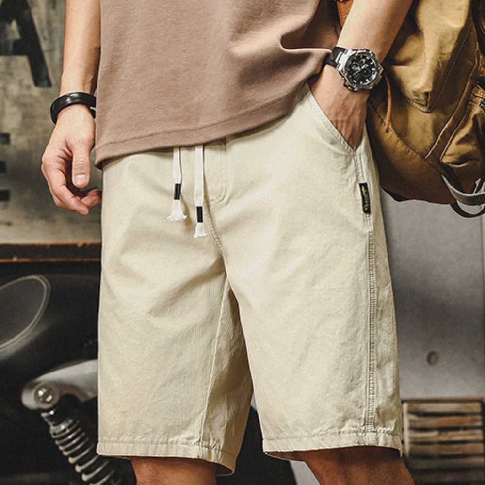 美式工裝短褲男款夏季寬松大碼純色百搭直筒五分休閑褲子