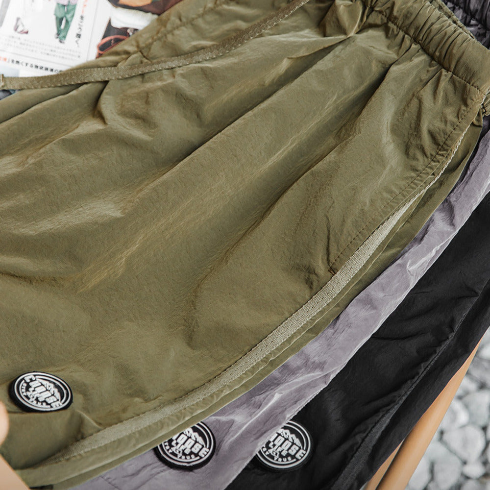 山系戶外輕薄尼龍短褲速幹機能褶皺肌理感五分中褲