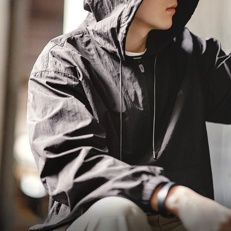 山系戶外半拉鏈連帽夾克衛衣運動風寬松休閑套頭外套