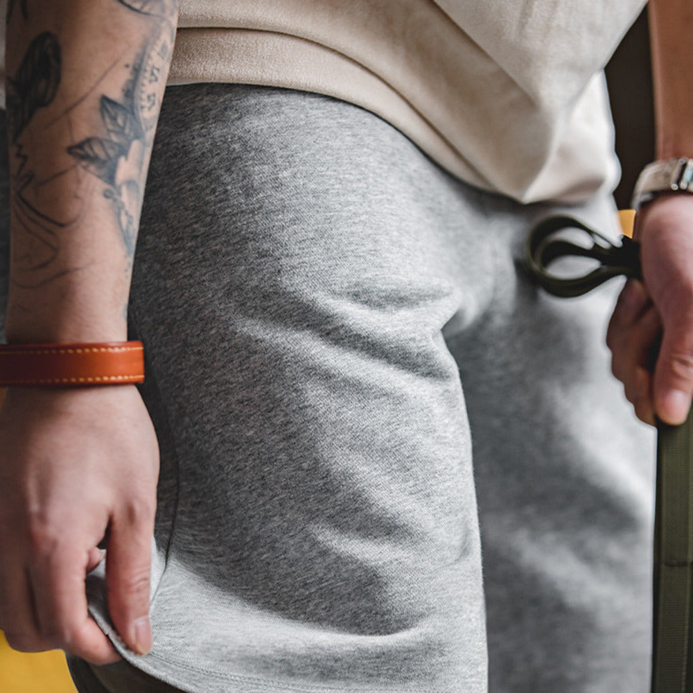 美式復古灰色休閒褲針織短褲運動衛褲五分籃球褲