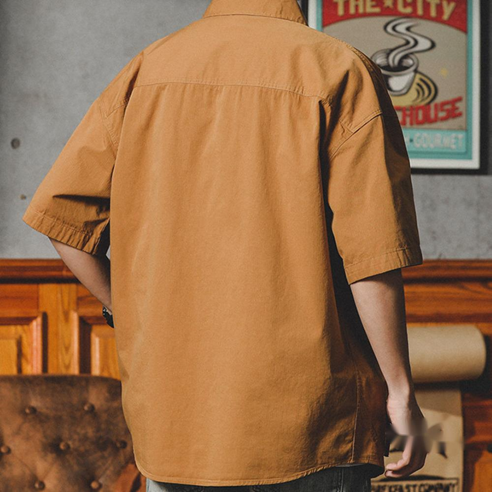 美式机能衬衫男短袖夏季款潮牌宽松大码休闲工装衬衣半袖外套