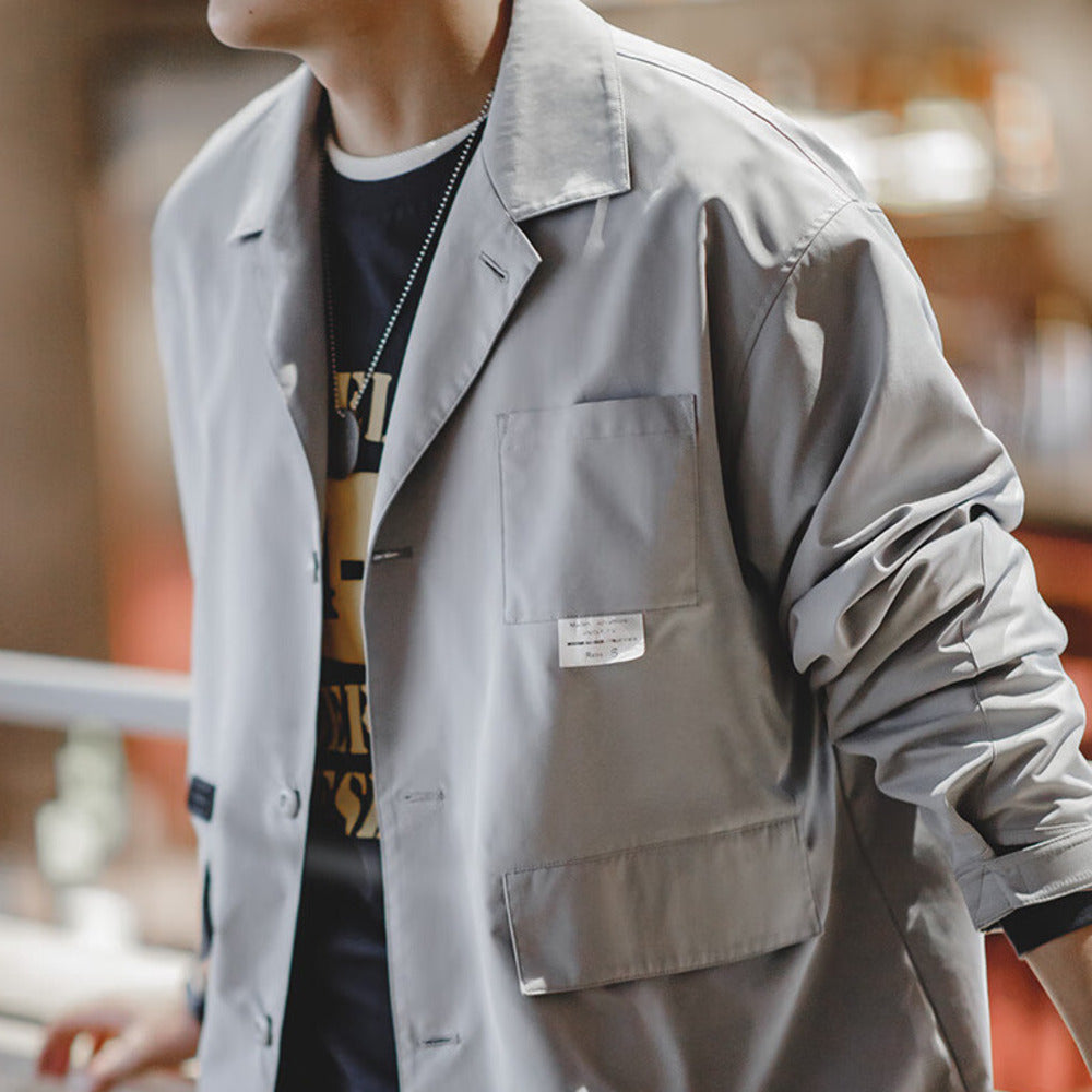 山系戶外多口袋夾克cityboy平駁領休閑百搭外套