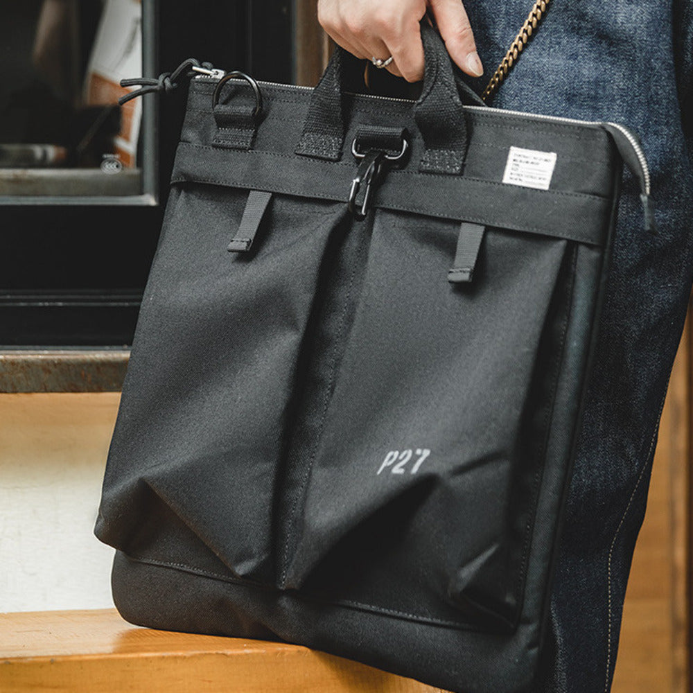 馬復古頭盔帆布斜挎飛行員單肩機能大容量平板電腦手提包