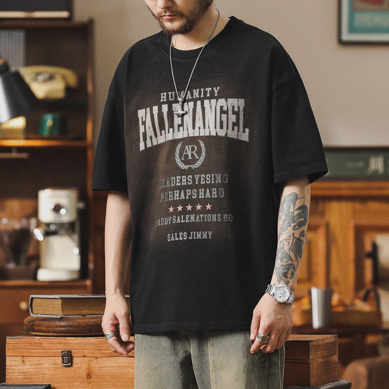 麻灰色美式休閑t恤男短袖新款夏季男裝體恤大碼寬松純棉上衣