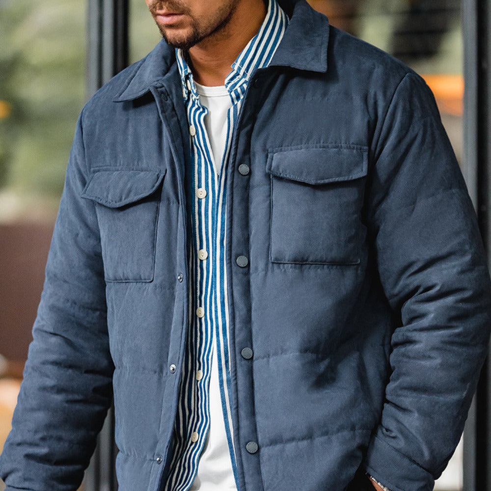 美式休閑雙面桃皮絨棉衣親膚保暖加厚棉襖短外套