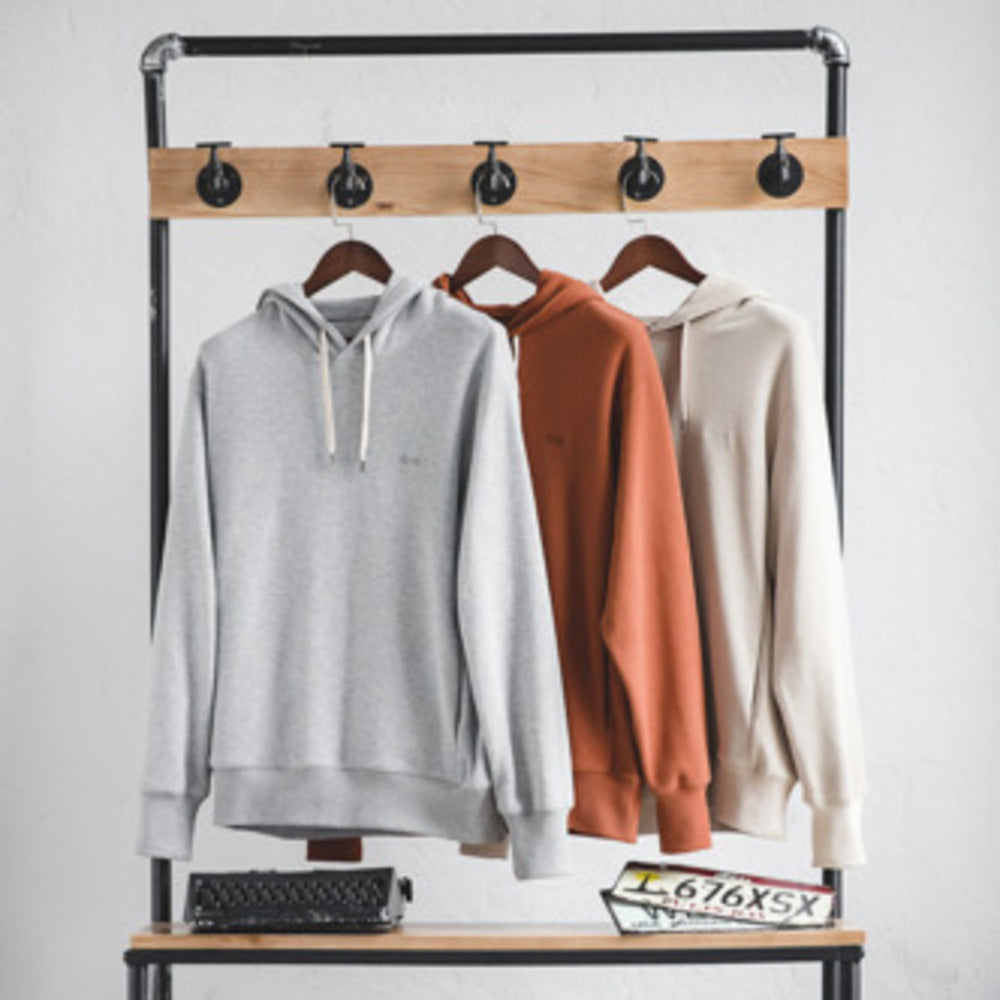 復古灰色連帽衛衣vintage阿美咔叽純色運動外套