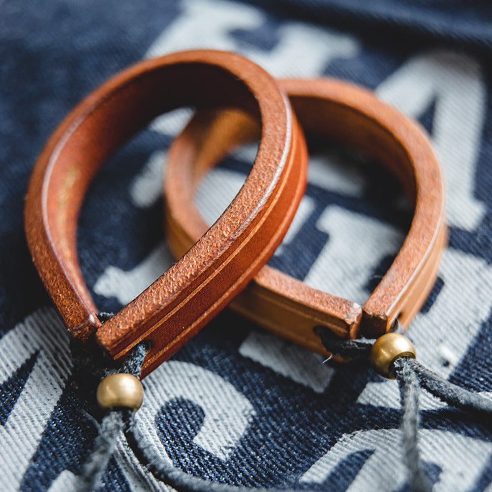 復古一生之環植鞣皮手環手镯阿美咔叽首飾配飾品