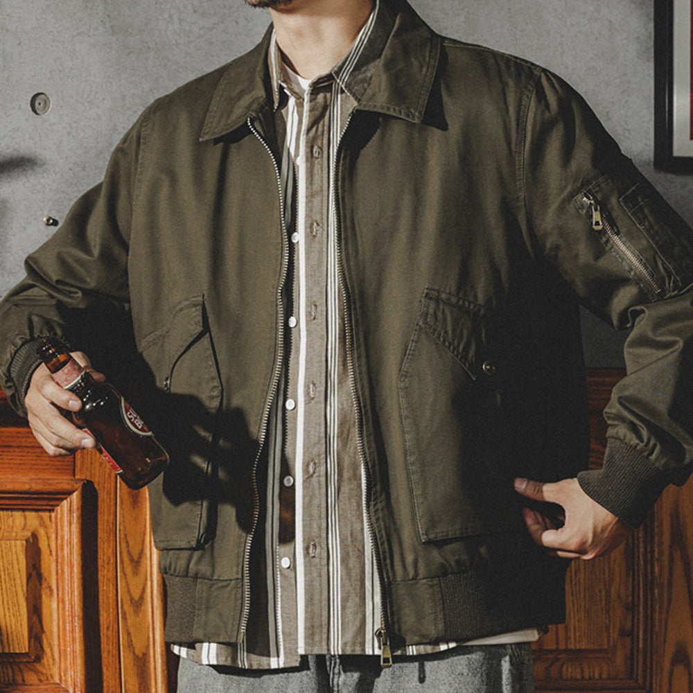 美式復古工裝外套男士春秋季寬松休閑翻領獵裝夾克