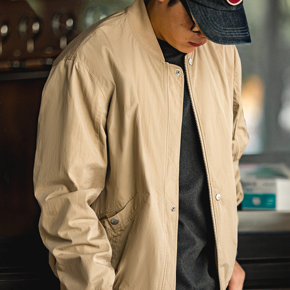 美式空中MA1飛行員夾克卡其色棒球服復古短款外套