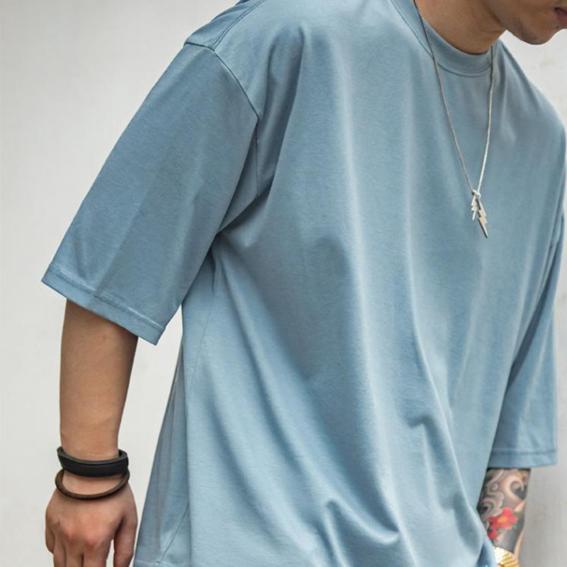 美式復古冰氧酷纖維冰絲感薄款T恤寬松透氣短袖