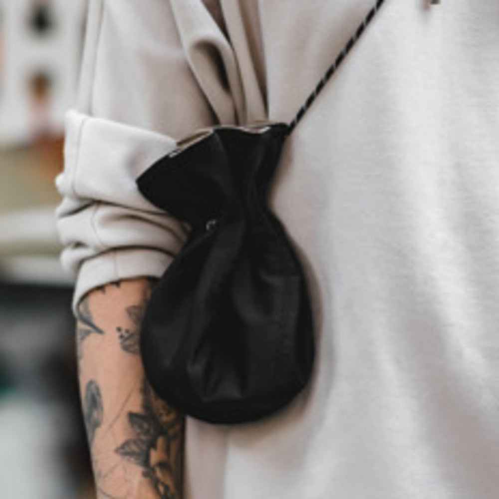 復古黑色兩用漁夫帽便攜手提零錢包錢袋帽遮陽帽子包