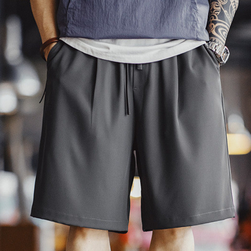 美式休閑Easypants短褲免燙抗皺垂感寬松直筒五分褲男夏