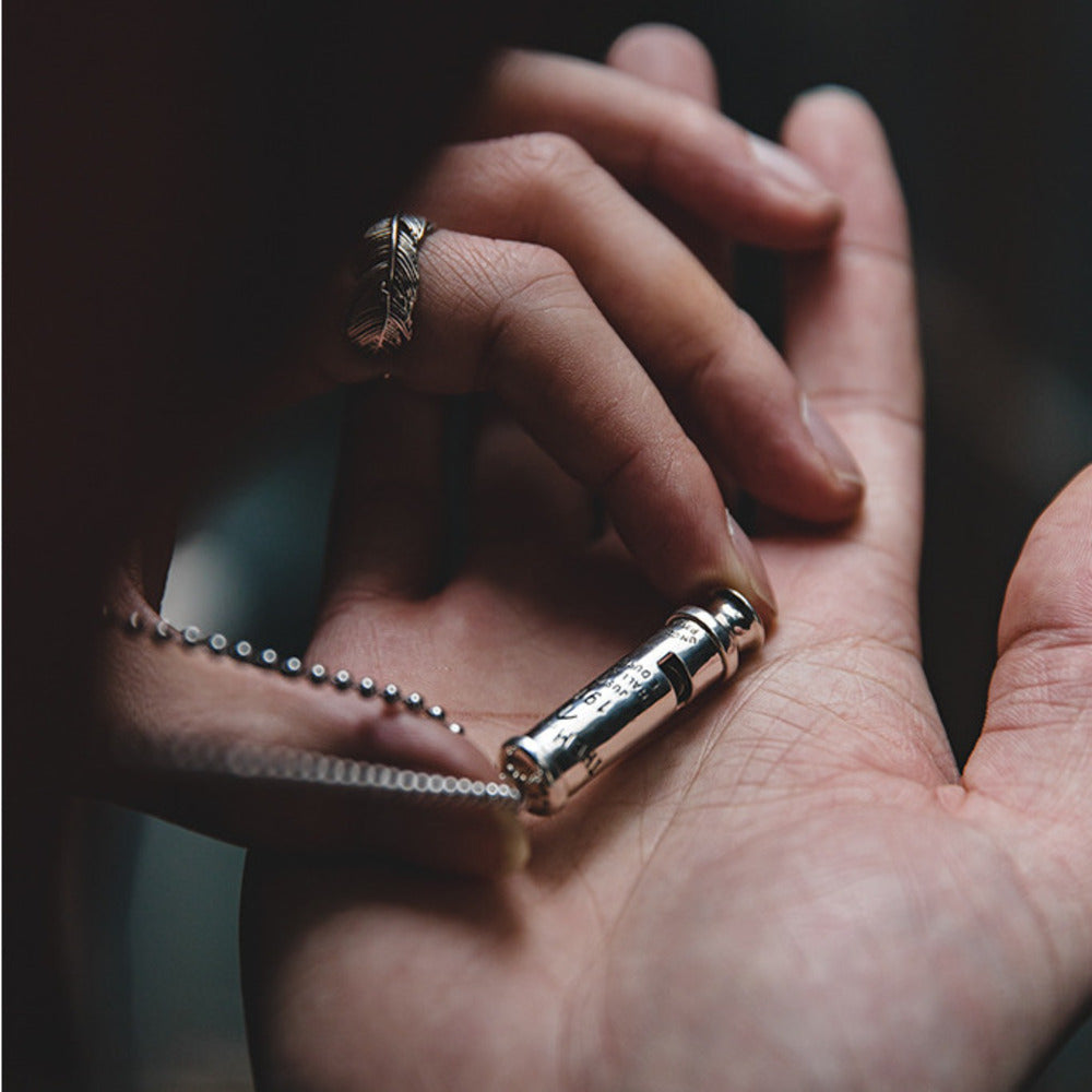 美式復古純銀防空哨可吹響二戰吊墜哨子項鏈