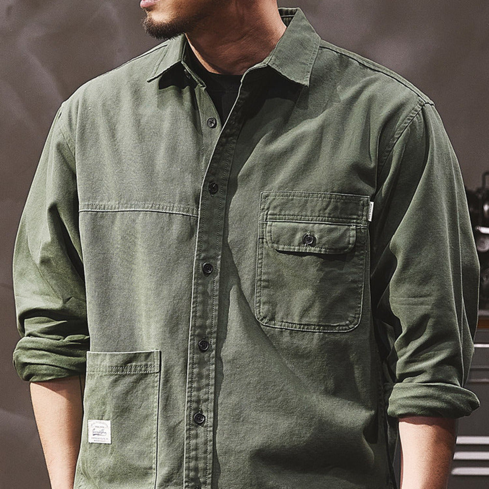 美式工裝復古高級感通勤襯衣阿美咔叽外套機能夾克