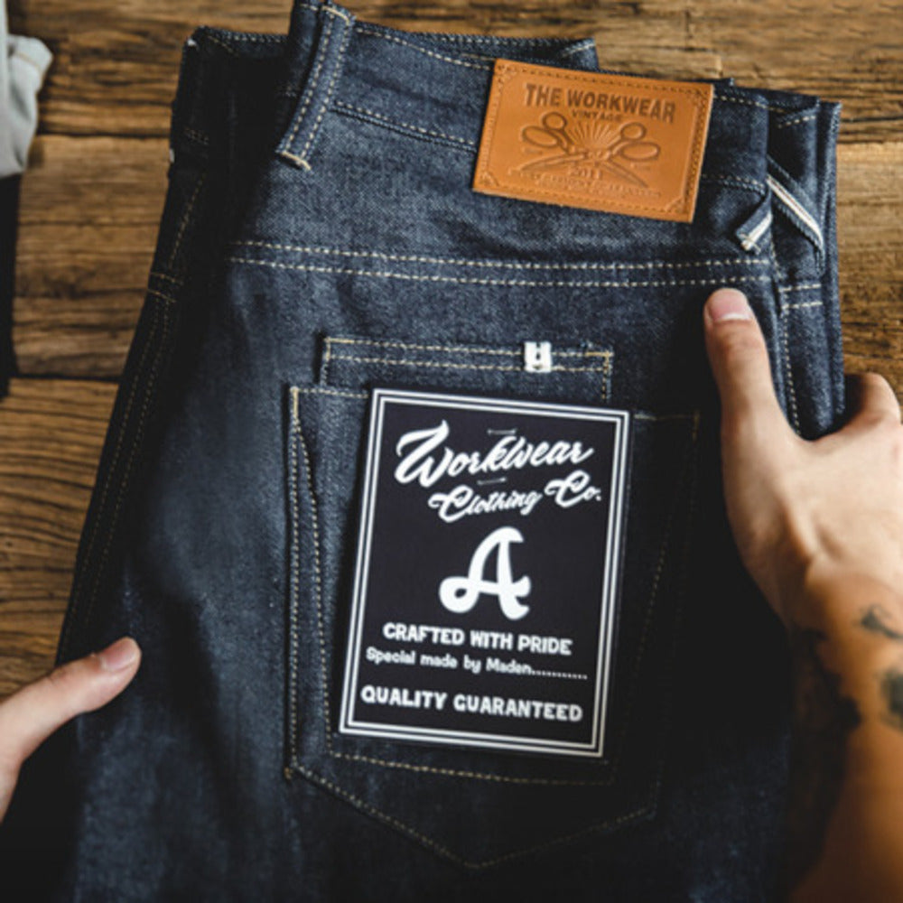 復古丹寧赤耳原牛直筒牛仔褲養牛長褲