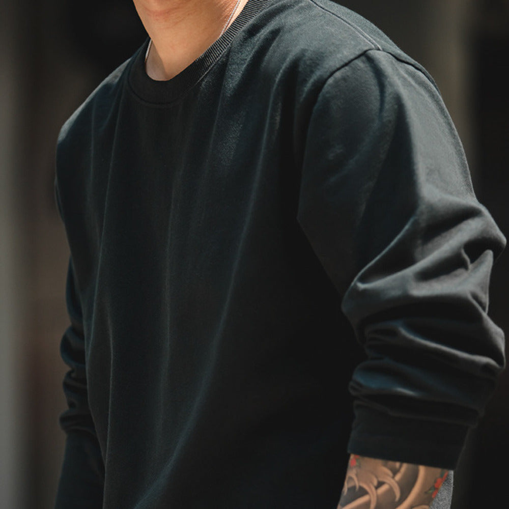 美式300G長袖T恤21支無感印花打底衫