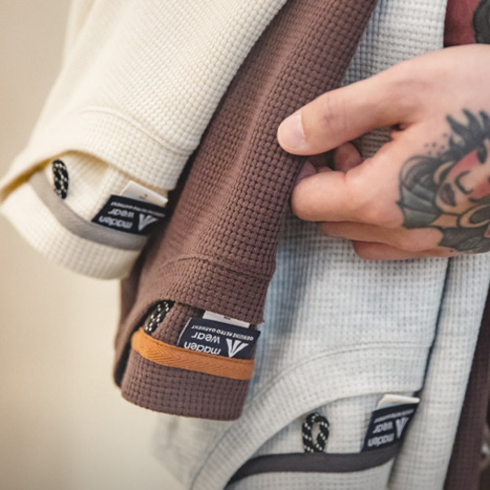 美式復古250g華夫格圓領針織短袖T恤半袖打底衫