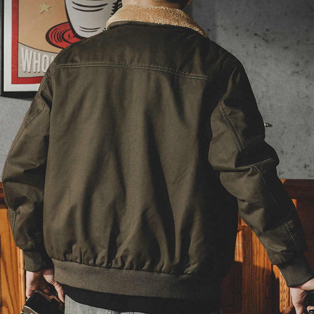 美式復古工裝外套男士春秋季寬松休閑翻領獵裝夾克