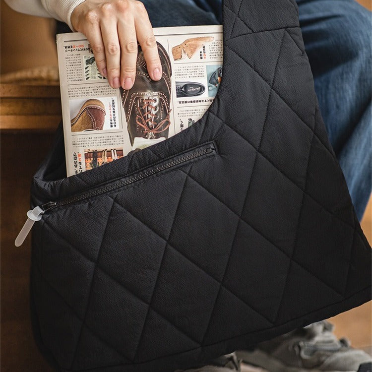 山系戶外绗縫多功能馬甲大容量斜挎包加棉坎肩背心