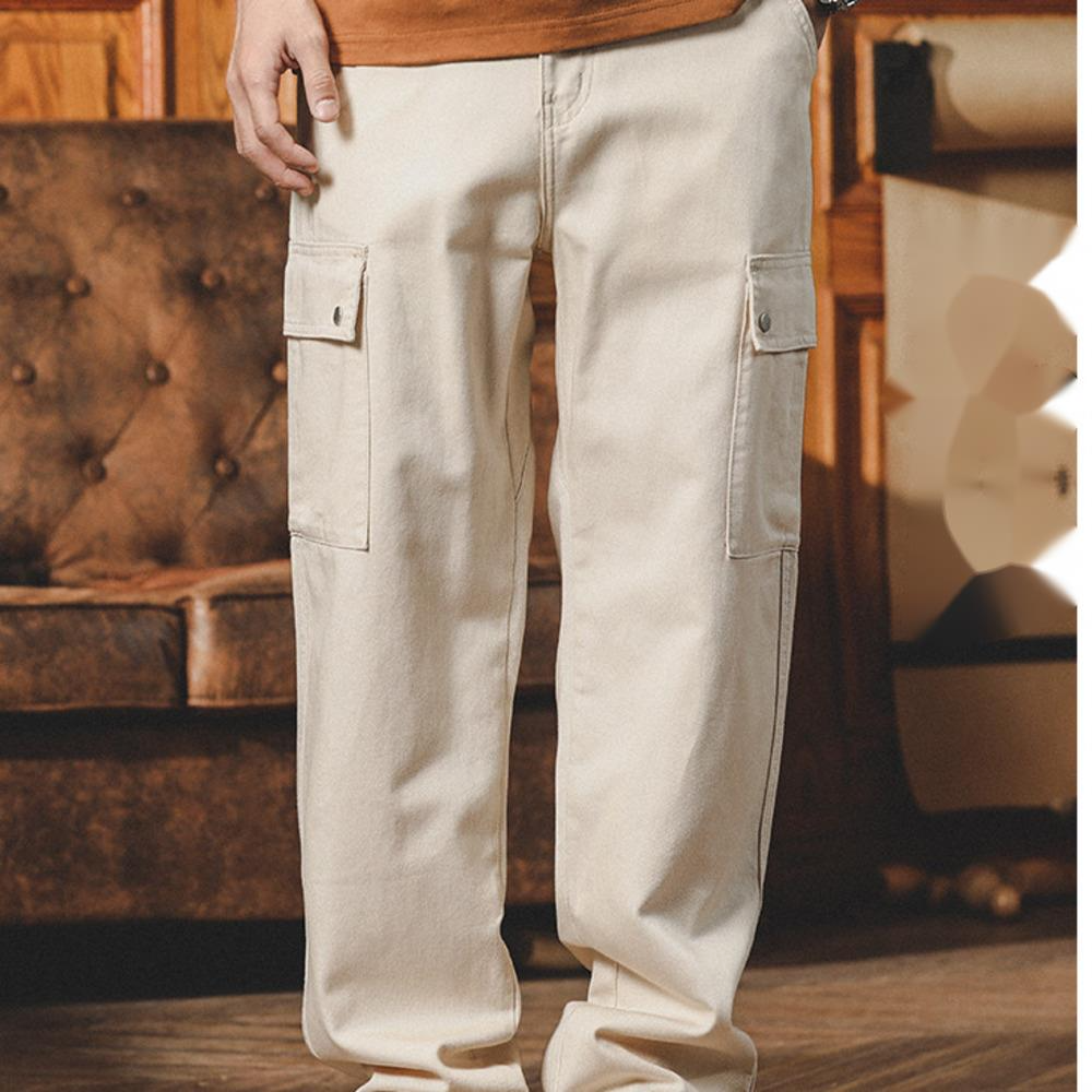 復古直筒工裝褲男潮牌寬松闊腿褲子男款休閑長褲春秋季美式滑板褲