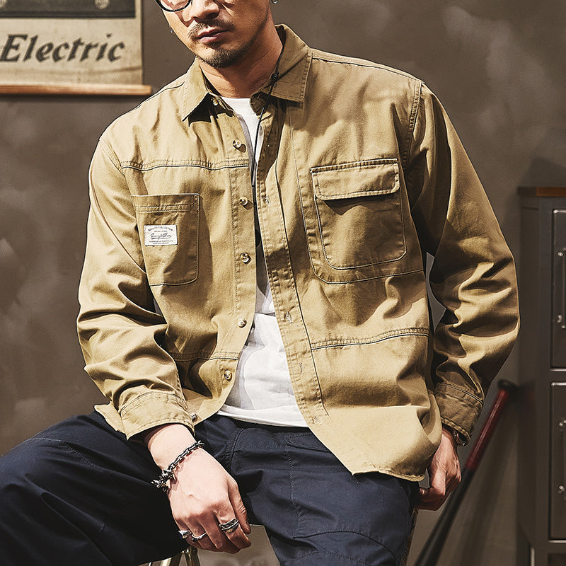 美式工裝襯衫春秋季復古山系夾克外套