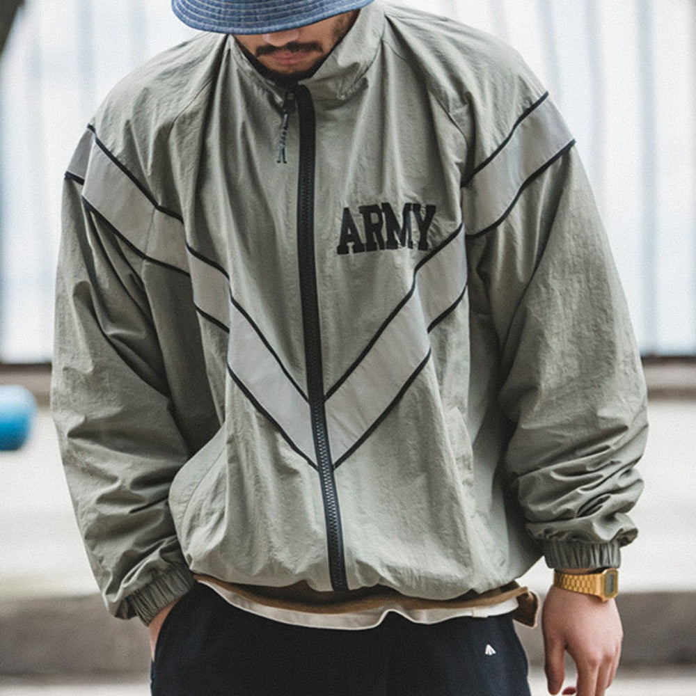 ARMY反光連帽飛行員夾克IPFU校服風速幹外套寬松訓練服