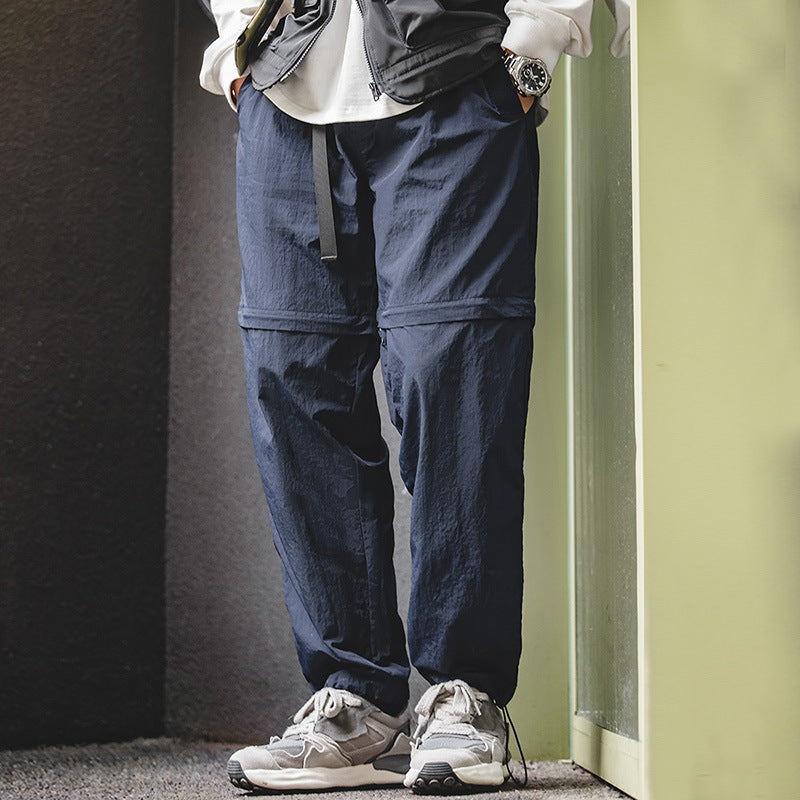 山系戶外可拆卸機能長褲直筒束脚解構五分短褲子男秋夏