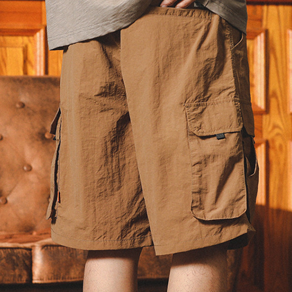 多口袋工裝短褲男夏季潮牌寬松休閑戶外山系機能速幹美式五分褲子