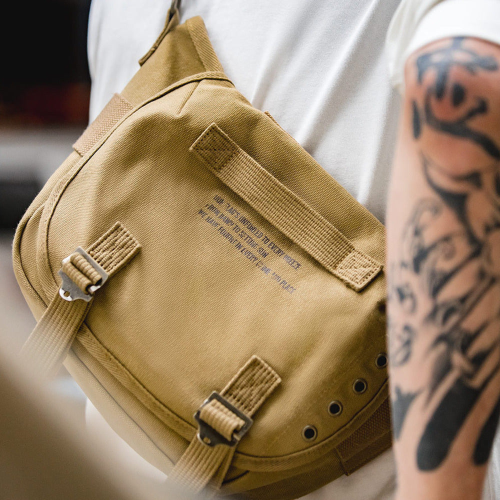美式M1961字母帆布斜挎包手提单肩机车腰差包