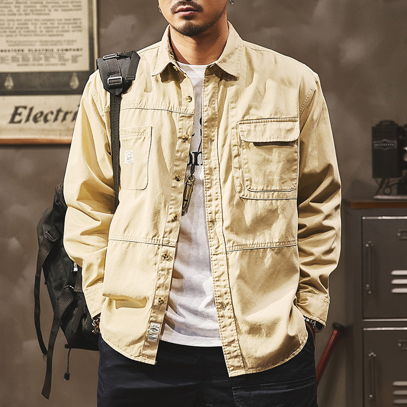 美式工裝襯衫春秋季復古山系夾克外套