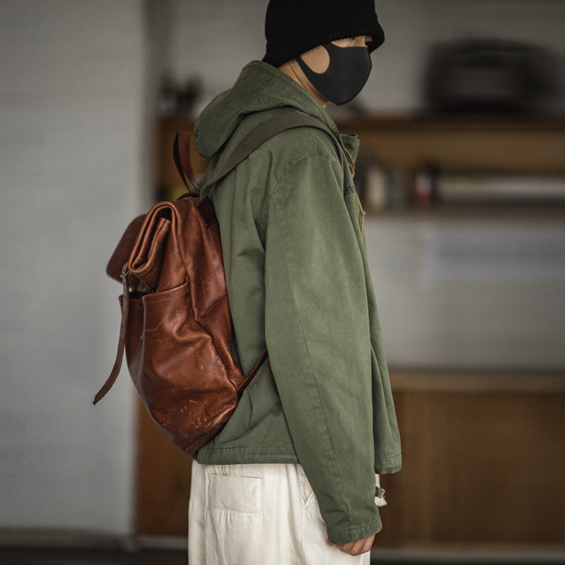美式復古二戰甲板服短款風衣惡劣天氣外套連帽衫