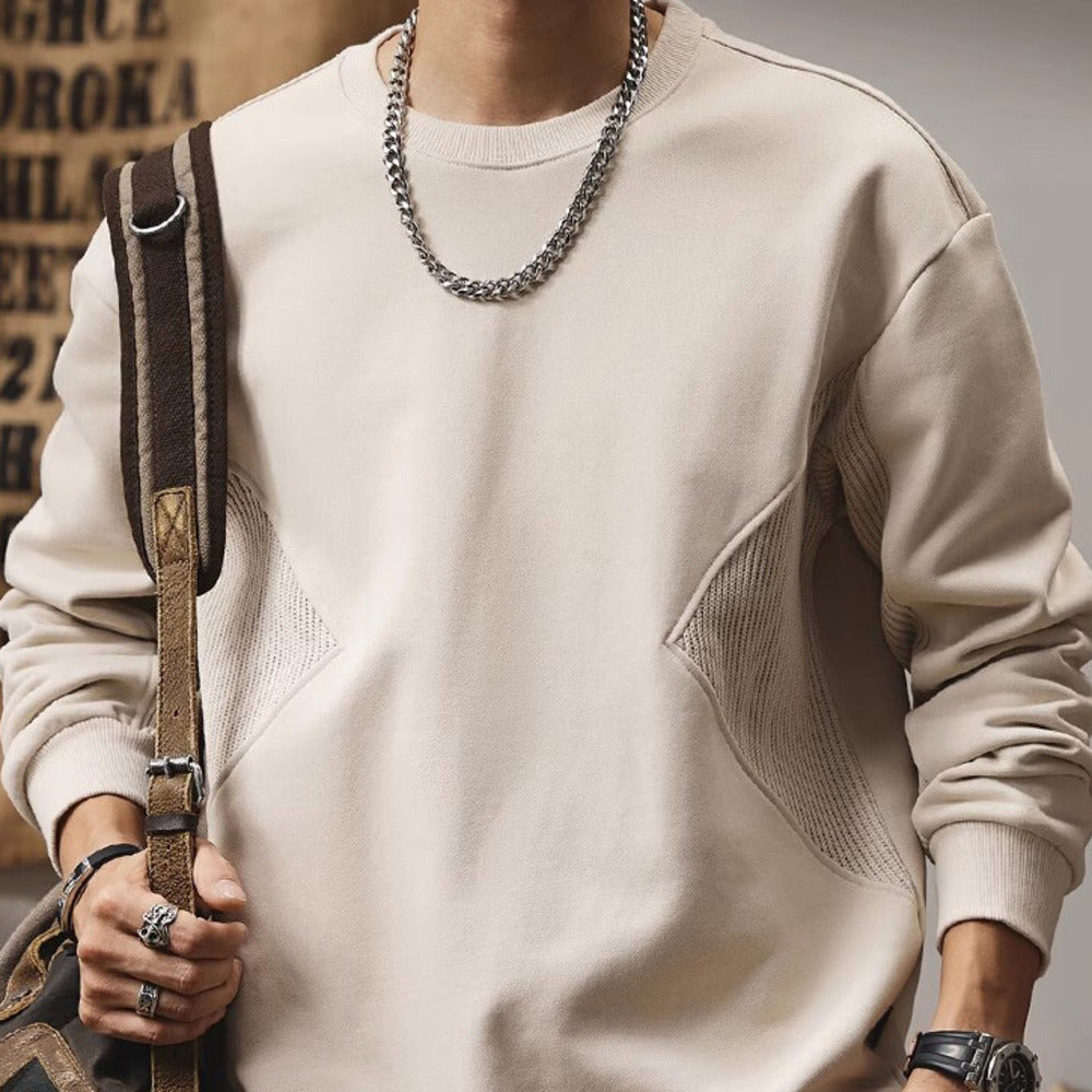 潮牌圓領套頭設計感簡約百搭長袖上衣