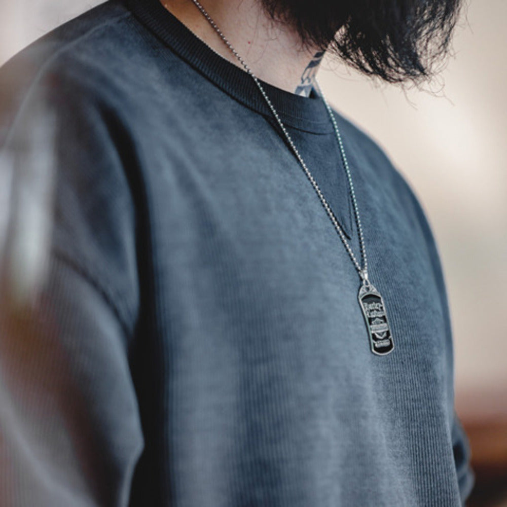 美式復古雪尼爾衛衣圓領基礎款抗皺打底長袖T恤