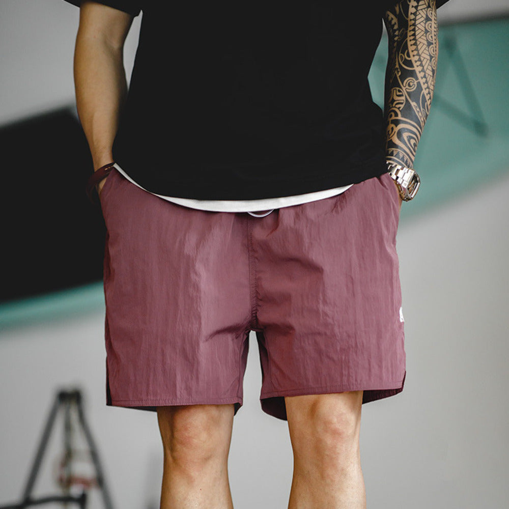 美式復古ARMY訓練運動短褲薄款字母刺繡直筒四分褲