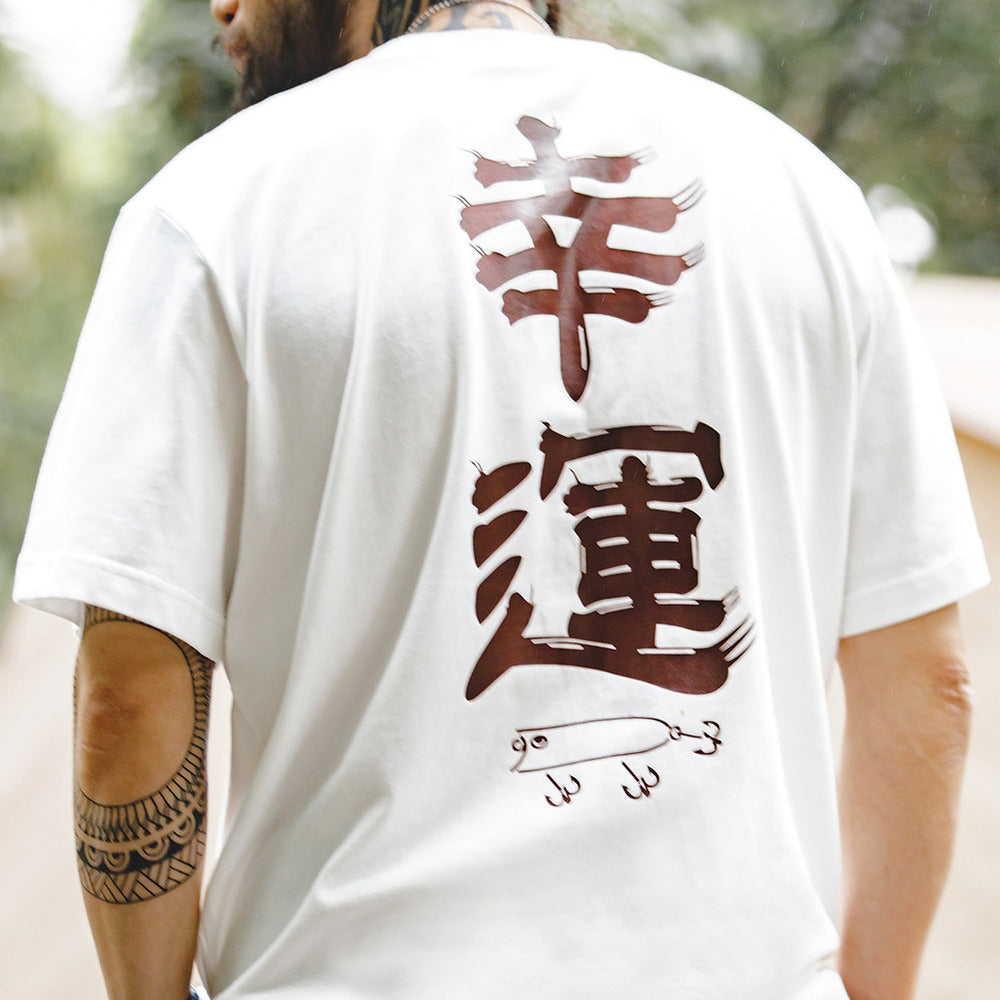 溫感變色幸運短袖T復古鯉魚旗印花全棉體恤