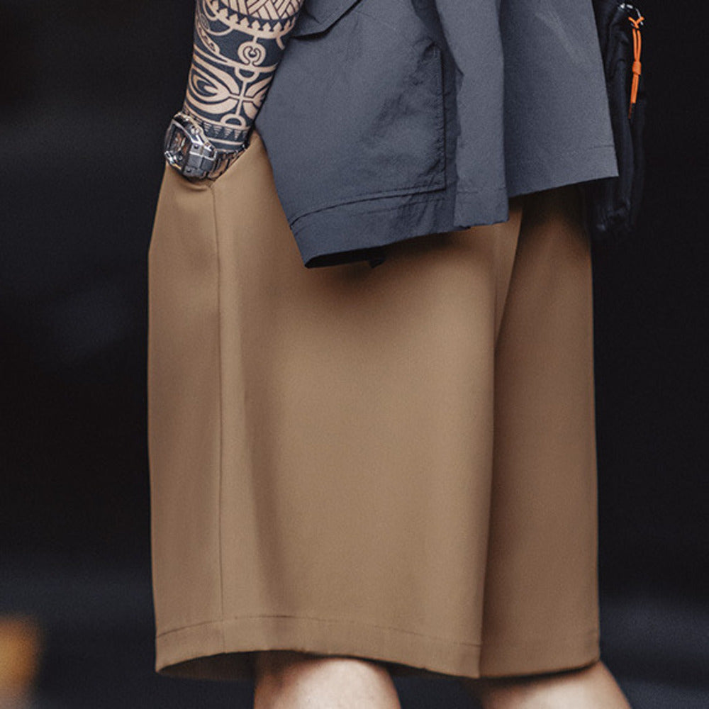 美式休閑Easypants短褲免燙抗皺垂感寬松直筒五分褲男夏