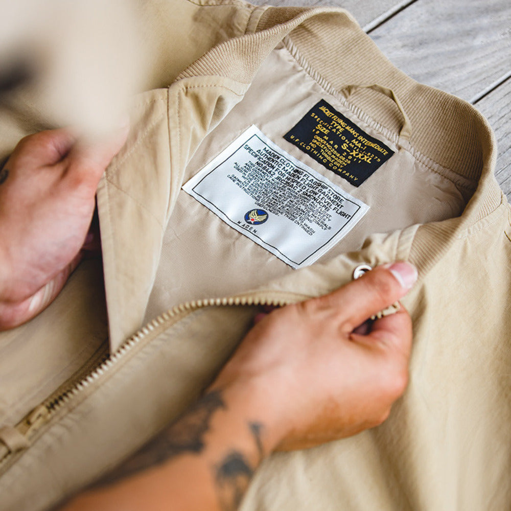 美式空中MA1飛行員夾克卡其色棒球服復古短款外套