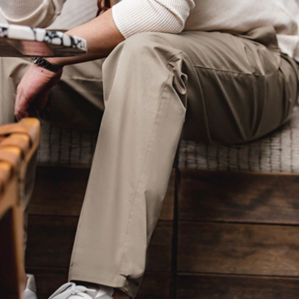 美式復古直筒卡其休閑褲錐形中腰垂感西裝卡其長褲