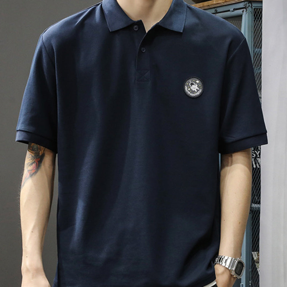 夏季假兩件Polo衫短袖t恤男寬松大碼男士潮牌新款半袖體恤衫
