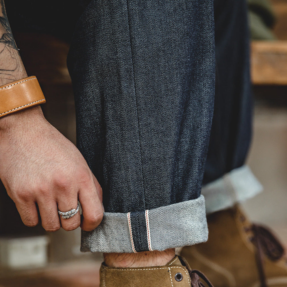 復古丹寧赤耳原牛直筒牛仔褲養牛長褲