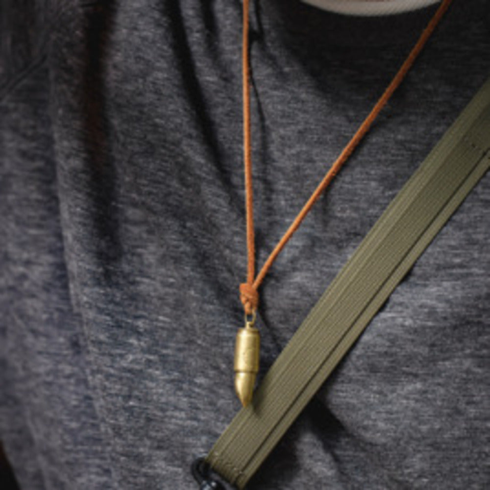 復古黃銅鲨魚子彈頭項鏈吊墜可拆卸刻字掛飾紀念品