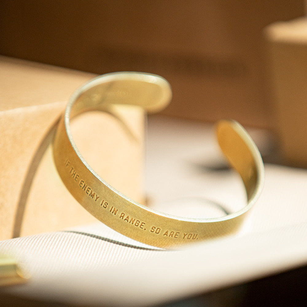 復古BLISS開口拋光白銅寬手镯字母黃銅打磨手環配飾品