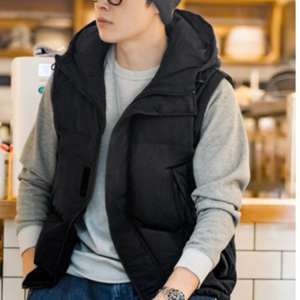 山系可拆卸羽絨服馬甲保暖機能連帽背心外套面包棉服