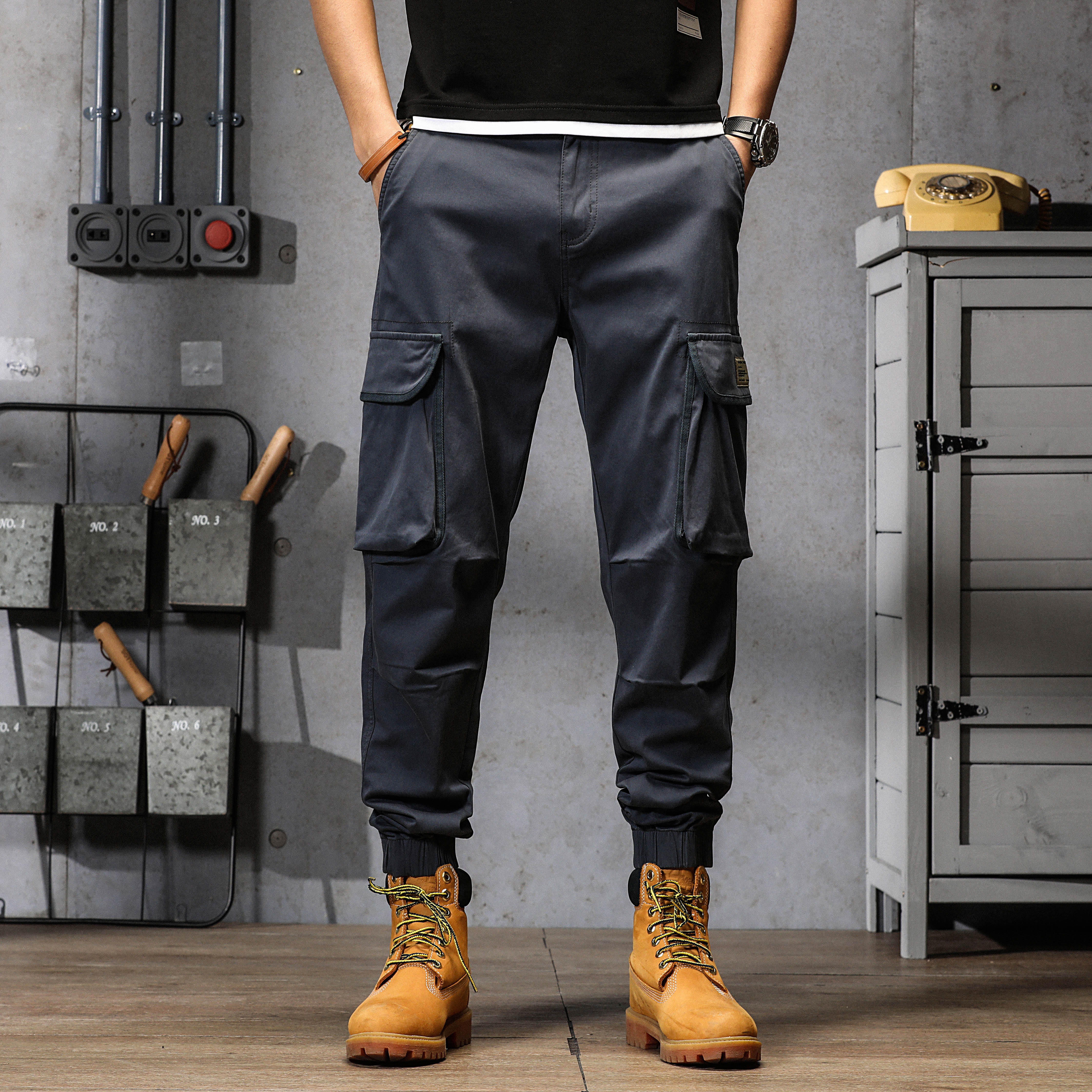 美式復古工裝褲寬松大口袋春季新款阿美咔叽休閑褲