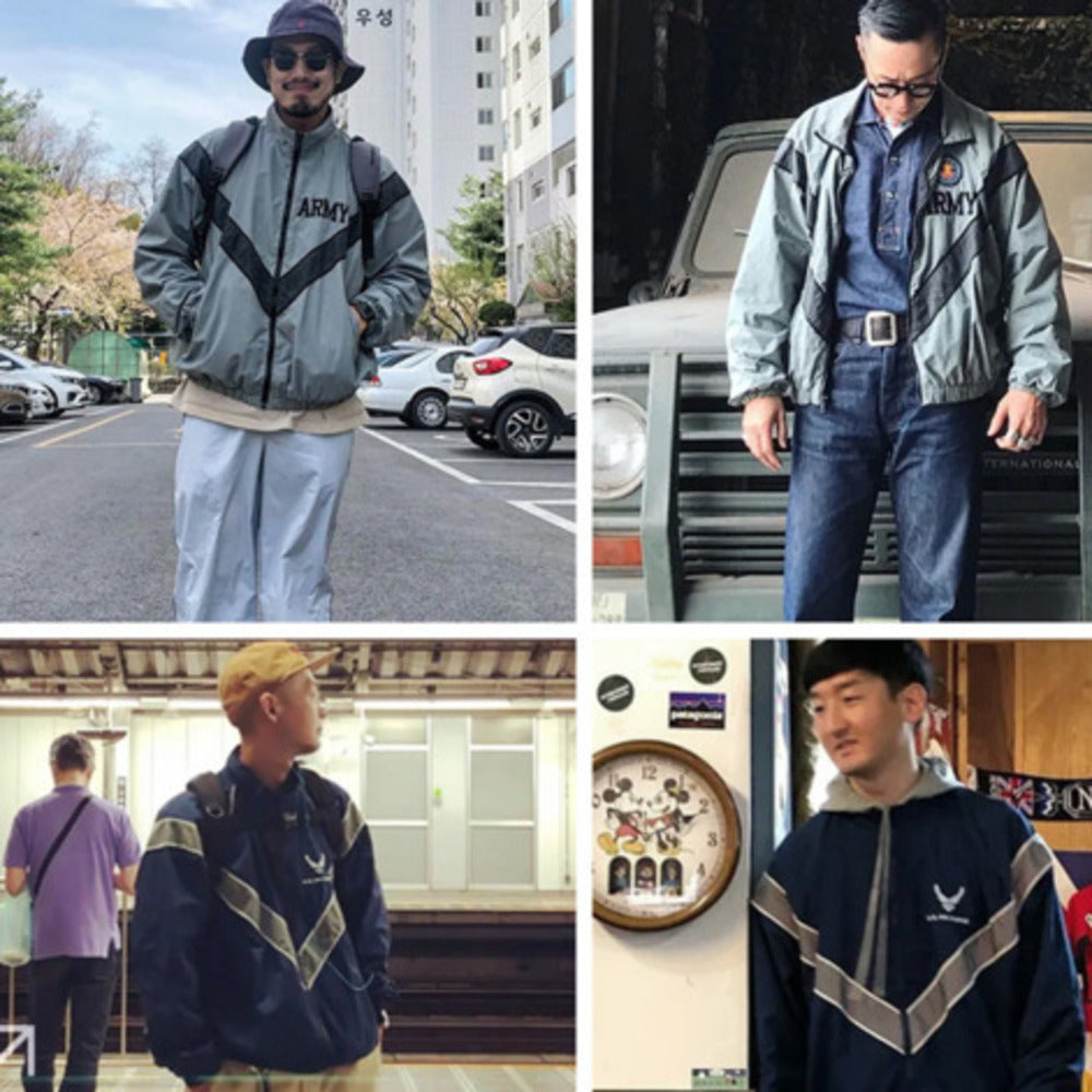 ARMY反光連帽飛行員夾克IPFU校服風速幹外套寬松訓練服